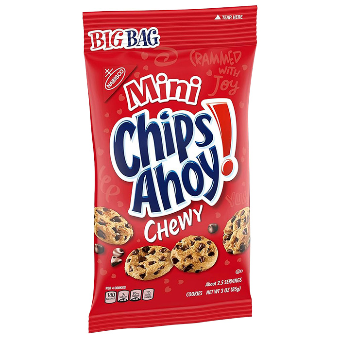 Indulge in the irresistible taste of Chips Ahoy! Chewy Chocolate Chip Cookies, which are soft, chewy, and delicious, come together ideally. These bite-sized treats encapsulate the timeless flavor of Chips Ahoy! in a compact form. Baked to absolute perfection, these delectably soft cookies offer a satisfying chewiness, making them an ideal addition to packed lunches for school or work. Not just limited to lunchtime, these cookies also serve as delightful birthday treats and make for excellent ice cream toppers, adding a touch of extra excitement to any spontaneous gathering. This bulk pack contains individual soft-baked Chips Ahoy! Chewy snack packs ensure convenience for on-the-go snacking, holiday stocking stuffers, Easter surprises, Halloween delights, and party favors.