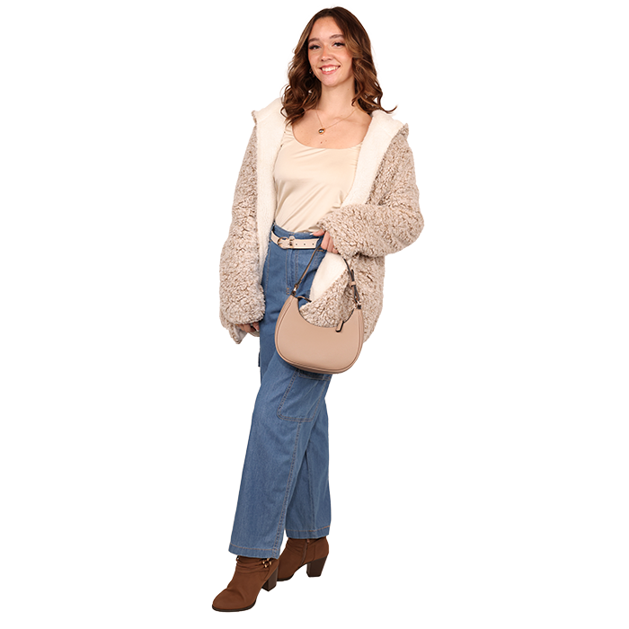 Keep warm and fashionable as the temperature drops with the "Louise Paris" Sherpa-Lined Hooded Wrap Cardigan, a cozy and stylish option for chilly days. Pair it with one of our sculpted long-sleeve tops, pants, jeans, and some comfortable shoes.