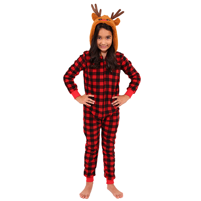 This Christmas, bring joy to your family by adorning everyone in matching pajamas and introducing the charming "Allura" Plaid Hooded Reindeer Onesie Christmas Pajamas, perfect for cozying up together. These delightful onesies feature a festive plaid pattern and a cute reindeer design, with a cozy hood that adds warmth and whimsy. Create festive memories as you lounge around the house or snap family photos in these adorable outfits that will make this holiday season even more special.