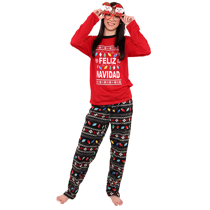 Celebrate the joyous occasion of Christmas with your loved ones in style by wearing the cozy and festive "Allura" Feliz Navidad Christmas Pajamas. These delightful pajamas are perfect for creating lasting memories as you gather around the tree, exchange gifts, and enjoy warm holiday moments together. 