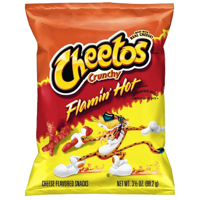 Cheetos Crunchy Flamin' Hot Cheese Flavored Snacks are a fiery and crunchy snack, bursting with spicy flavor and absolute cheese goodness.