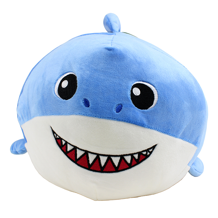 How about this: "Get ready for some fin-tastic fun with your new swimming buddy - the 15" Blue Shark Plush! Let the good times roll as you explore the depths of your imagination together."