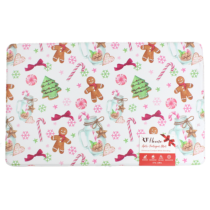 The "Ramallah" Anti-Fatigue Gingerbread Christmas Kitchen Mat is a charming and cozy enhancement to your kitchen, perfect for embracing the festive spirit during the holiday season. Its vibrant design features whimsical gingerbread men and candy canes, creating a joyful atmosphere as you cook and celebrate. This mat is not only visually appealing but also provides essential comfort, reducing fatigue while you stand. It pairs beautifully with the "Ramallah" Gingerbread Candy Cane Christmas Kitchen Curtains, completing your kitchen's cozy, holiday-themed look.