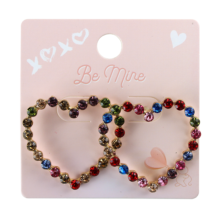 If you're going for a bright, art deco look, add our adorable "Odin" Multicolored Stone Heart Earrings to your styled look.