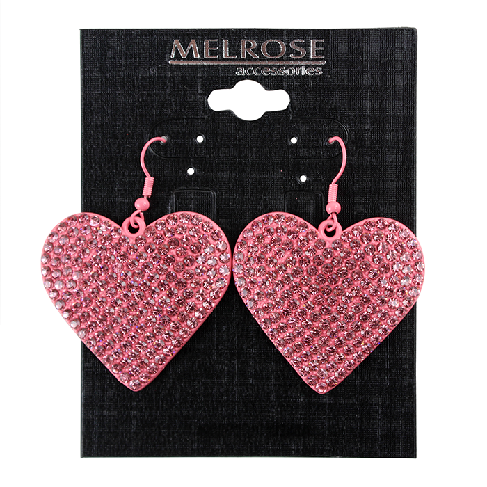 Turn up your colorful night out style using our "Alina" Pink Rhinestone Heart Dangle Earrings. A fantastic and unique look to go with our earrings would be a darker, vivid shade of pink for a tent dress and a matching pair of Lita style booties.