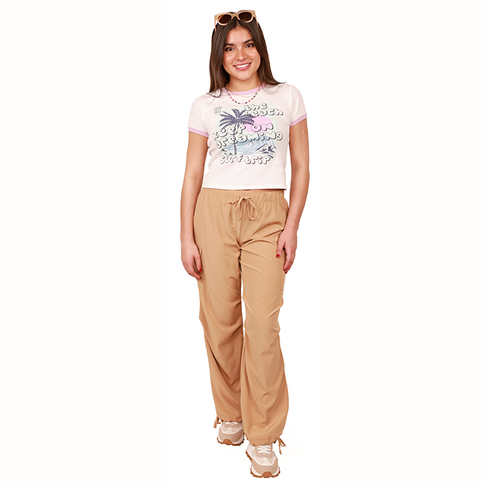 Get ready to embrace the spring season in style with our exclusive "No Comment" Short Sleeve Graphic Tees collection. Pair them with our trendy and comfortable "City Girl" Parachute Cargo Pants or "Discreet" Loose Drawstring Cargo Pants for a chic and effortless look. To complete your outfit, don't miss out on our latest arrivals of "Top" Pleather Two Tone Lace-up Athletic Sneakers or "Top" Lug Wedge Two Tone Lace-up Athletic Sneakers that offer maximum comfort and style.