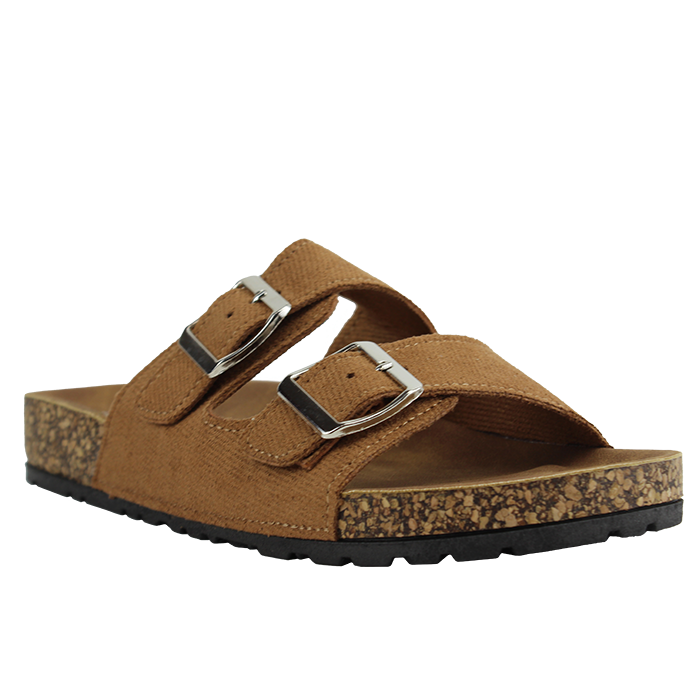 You get the "Weeboo" Basic Double Buckle Cork Sole Slip-on Sandals when you mix an adventurous spirit with a little hippie vibe.