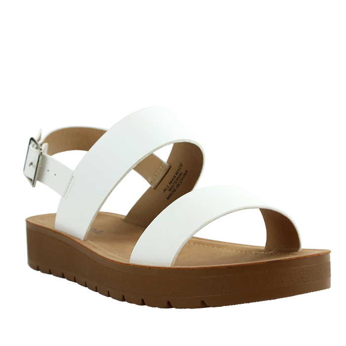 Take a walk at your local arboretum and take in nature's beauty and scents. Enjoy the environment comfortably with the "Soda" 1" Comfort Pleather Sling Black Strappy Flat Sandals.