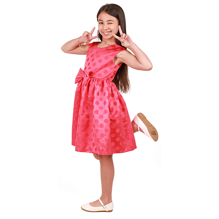 Retro vibes give the "Gerson" Red Polka Dot Bow Waist Dress a modern vintage feel. Pair it with white "Link" Patent Mary Jane Ballet Flats and your little girl could wear it to a nice event.
