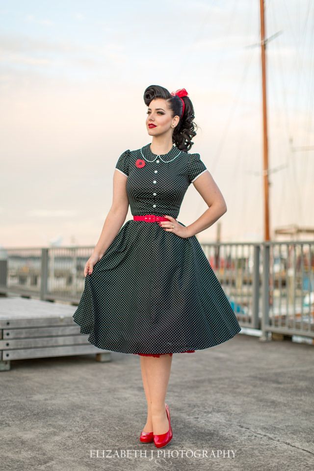 An example of 1950s women's rockabilly fashion is pictured here. Photo by Elizabeth Photography.