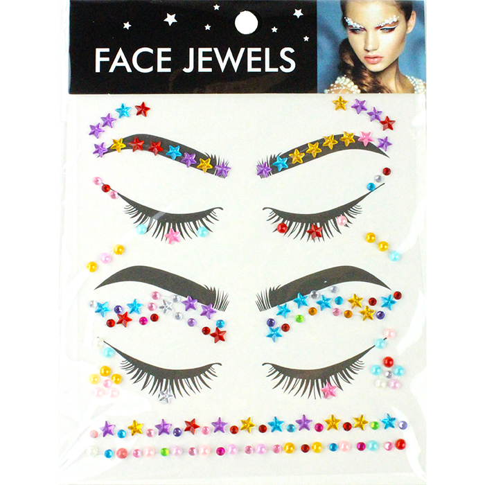 Whether you're a makeup artist looking to add more sparkle to your creative look or a gal in the rave scene needing extra sparkle, our "UP" Multicolor/Clear Rhinestone Face Jewels showcase perfectly more vibrance and color in your cosmetic creation.