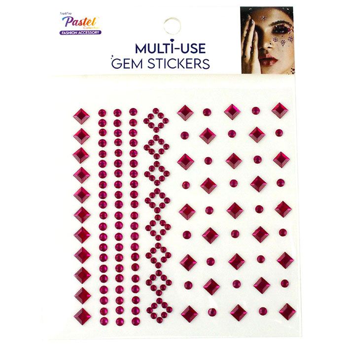 Make your night out look pop using our "Top & Top" Colored Multi-Use Gem Stickers with complimentary colors, fake eyelashes, and glitter for a dramatic, artistic look.