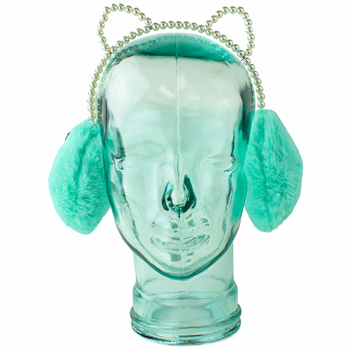 Blue "Minky" Pearl Faux Fur Cat Earmuffs  