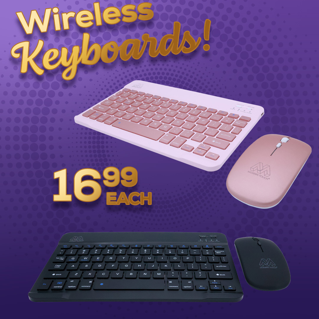 Pink and black keyboard and matching mouse sets for $16.99