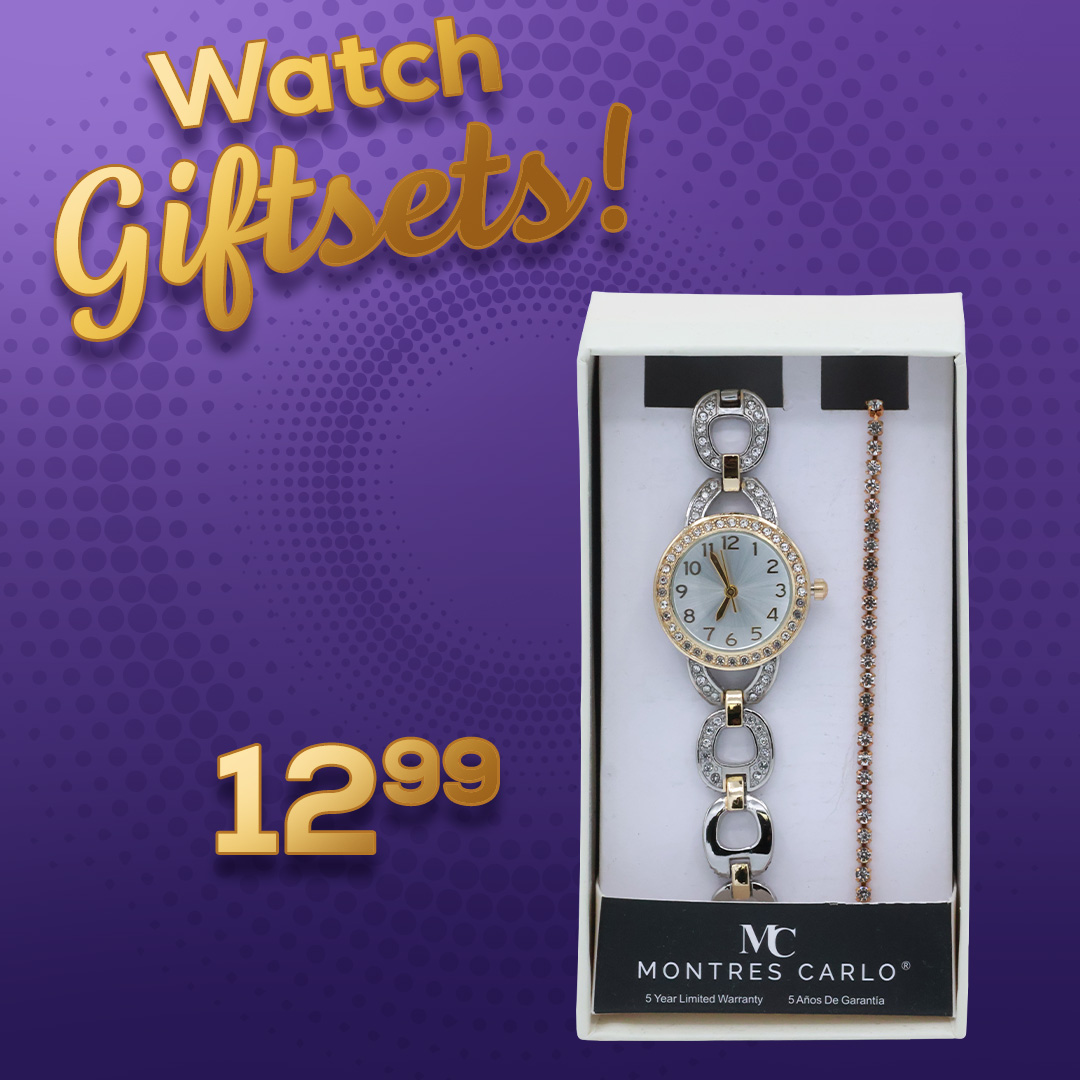 Ladies gold and silver tone round case watch with bracelet for $12.99
