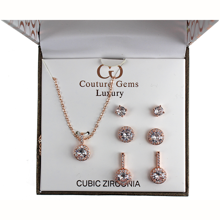 The "Forever" Solitaire Boxed Rhinestone Necklace and Earrings Set is a timeless and elegant gift option.