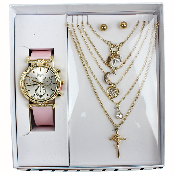 The "Royal Time" Rhinestone Watch and Layered Necklace Set is an exquisite and stylish gift option.