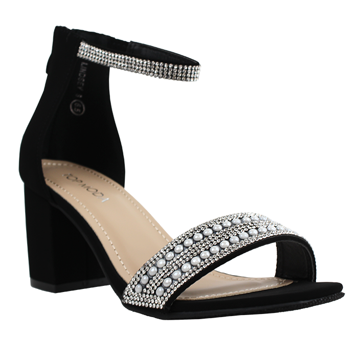 Make a statement with your formal outfit by adding a touch of sophistication with the dazzling "Top" 2 1/2" Rhinestone Pearl Ankle Strap Heels. The sparkling rhinestones and lustrous pearls on these heels will elevate your overall look and make you stand out. Plus, the ankle strap design provides extra support and comfort for your feet, allowing you to dance the night away easily. Get ready to turn heads with these stunning heels on your feet.