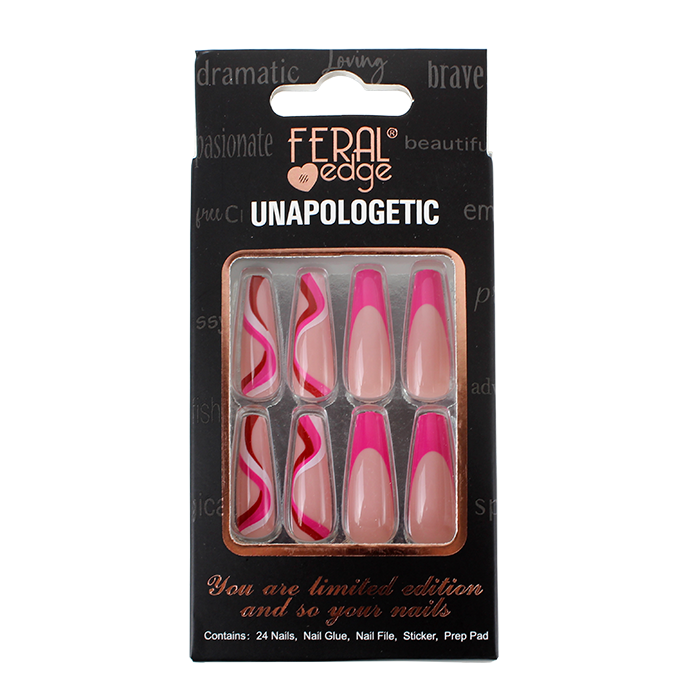 Indulge in style and elegance with these stunning and playful "Feral" Pink Nude Swirl False Coffin Shaped Nails. These nails are carefully crafted to enhance the beauty of the modern and fashionable woman who loves to set trends and make a statement with her unique style. The intricate swirl design and exquisite shape of these nails will add a touch of glamour and sophistication to any outfit and occasion.