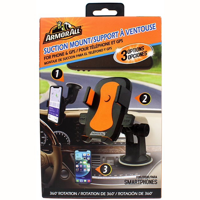 Enhance the safety and accessibility of navigating and skipping through your music apps with the "Jem" ArmorAll Smartphone Suction Mount. This mount provides a secure and convenient way to keep your smartphone within reach while you enjoy your favorite tunes.