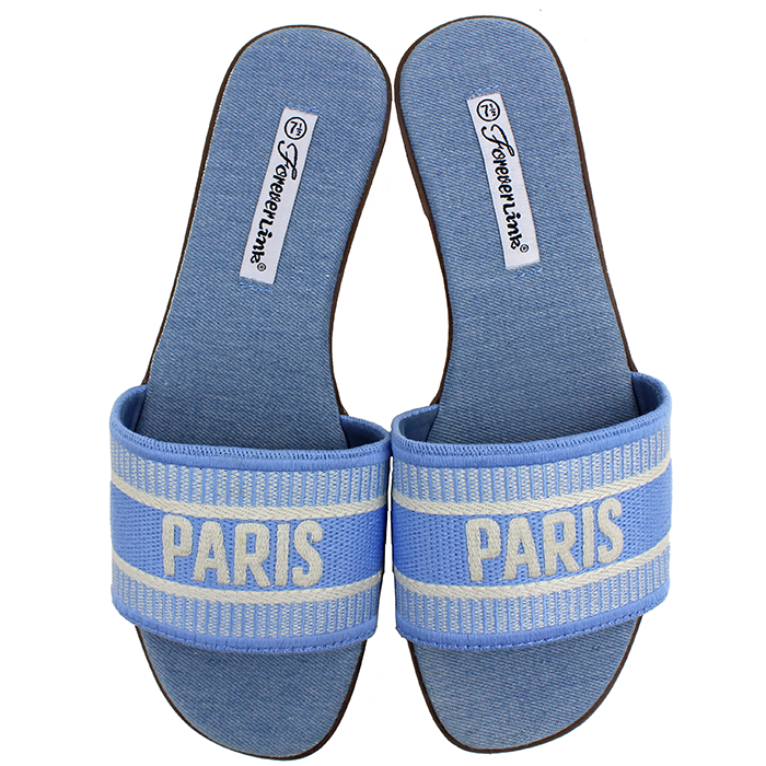 Enhance the sophistication of your casual outfit by pairing it with the "Forever" Paris Flat Slide Slip-on Sandals. These stylish sandals will elevate your ensemble, adding an elegant touch to your overall look.