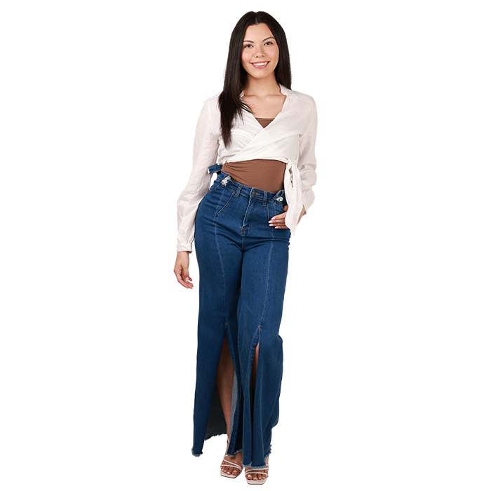 Make sure to layer the "Love Tree" 16" long-sleeve linen wrap top over the "Ambiance" built-in bra cami tank top. For the bottom, complement the tops with the "Diamante" 31" medium wash front slit seam wide-leg denim jeans. Complete the look with the "Top" 3" thin strappy open-toe heels.