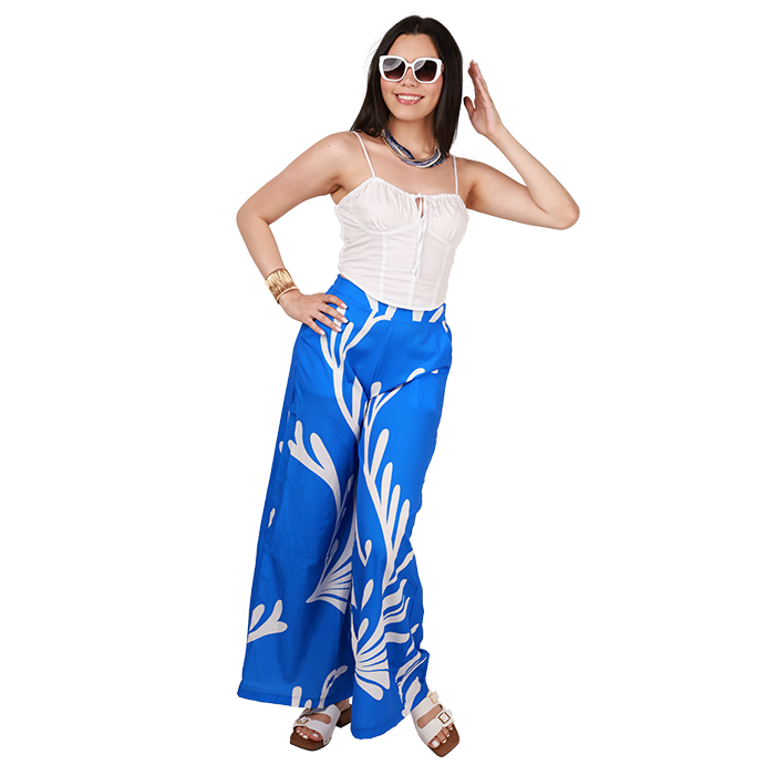 You're ready for your vacation with the beautiful "Ambiance" Poplin Hanky Spaghetti Strap Tank Top paired with the stunning "Fancy" Printed Wide Leg Pants and the stylish "Forever" 2" Wood Heel Slide Double Buckle Sandals; you're sure to look fantastic and feel comfortable during your getaway.