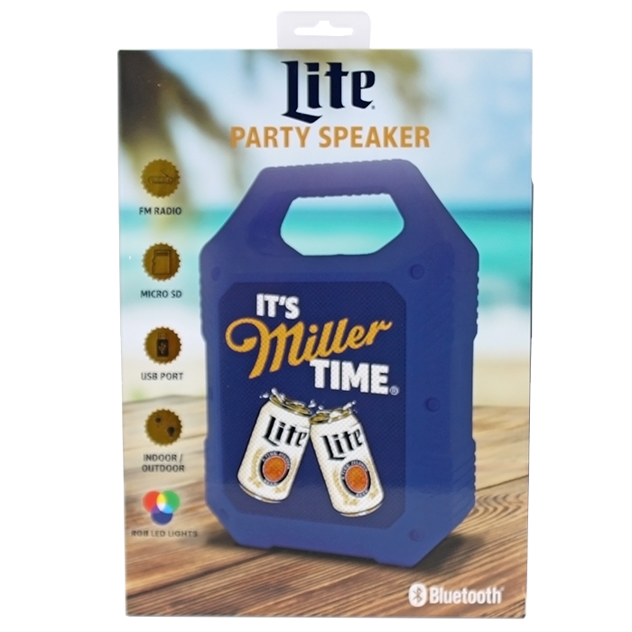Elevate your party experience with the "M+S" Miller Lite Party Bluetooth Speaker. Perfect for gatherings, this portable Bluetooth speaker delivers exceptional sound quality, allowing you to enjoy your favorite tunes anywhere you go. Whether you're hosting a backyard barbecue, enjoying a day at the beach, or celebrating with friends, this speaker keeps the energy alive and the music flowing. With its user-friendly Bluetooth connectivity, you can easily connect your devices and play your playlist in an instant. Don’t miss out on the perfect addition to your party essentials—choose the "M+S" Miller Lite Party Bluetooth Speaker for an unforgettable audio experience. Perfect for music lovers and social gatherings, it's the ideal companion for every celebration!