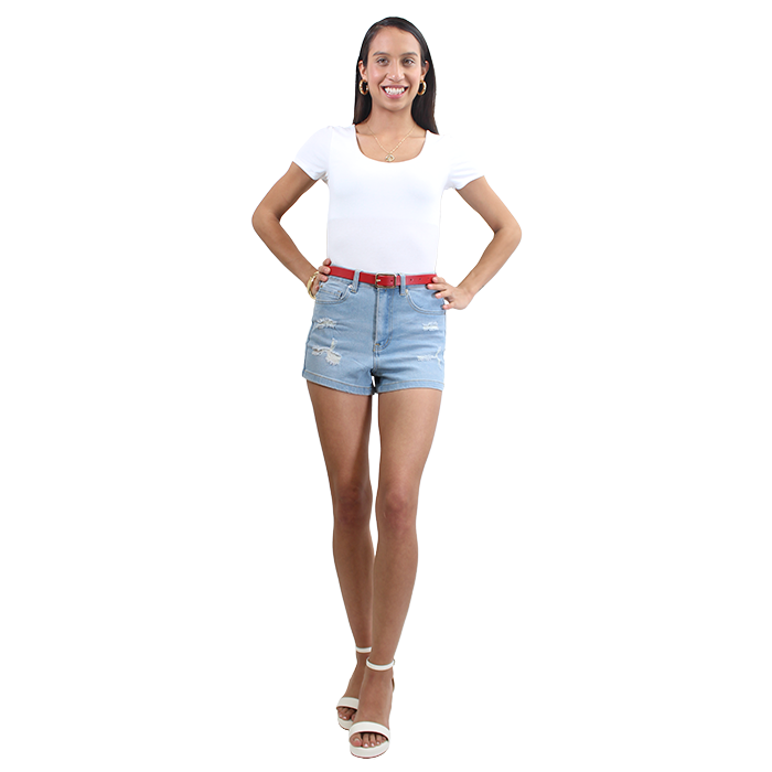 You’re radiating style in the stunning "Ambiance" Short Sleeve Double Layer Scoop Neck Bodysuit, which beautifully drapes over your figure with its soft, lightweight fabric.