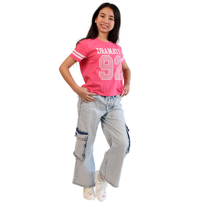 Your little girl will look adorable and sporty in her "V & R" Short Sleeve Dolman Varsity Jersey Style Top. This stylish and comfortable top features a relaxed dolman silhouette, providing the perfect fit for active play and movement. Made from soft, breathable fabric, it keeps her cool and comfortable on warm days. The vibrant colors and trendy varsity-inspired design make this top a versatile addition to her wardrobe, ideal for casual outings, playdates, or family gatherings. Pair it with her favorite shorts or leggings for a cute and sporty look that showcases her unique personality. With its combination of style and comfort, the "V & R" Short Sleeve Dolman Varsity Jersey Style Top is a must-have for every fashionable little girl. Perfect for parents looking for fashionable and functional kids' clothing!
