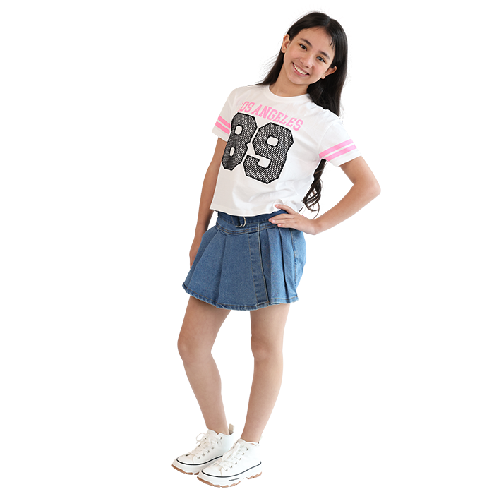 Your little girl will look adorable and sporty in her "V & R" Short Sleeve Dolman Varsity Jersey Style Top. This stylish and comfortable top features a relaxed dolman silhouette, providing the perfect fit for active play and movement. Made from soft, breathable fabric, it keeps her cool and comfortable on warm days. The vibrant colors and trendy varsity-inspired design make this top a versatile addition to her wardrobe, ideal for casual outings, playdates, or family gatherings. Pair it with her favorite shorts or leggings for a cute and sporty look that showcases her unique personality. With its combination of style and comfort, the "V & R" Short Sleeve Dolman Varsity Jersey Style Top is a must-have for every fashionable little girl. Perfect for parents looking for fashionable and functional kids' clothing!