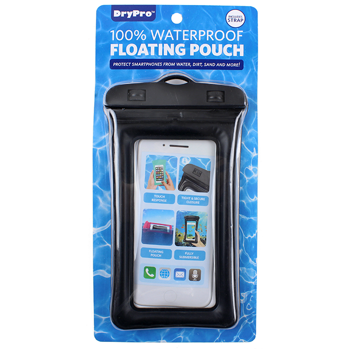 Protect your phone and other valuables from water damage while swimming with the "Kole" Waterproof Floating Pouch. Stay worry-free with the included strap for hands-free protection. The rigid plastic design allows you to continue using your phone, messaging, and scrolling without worries.