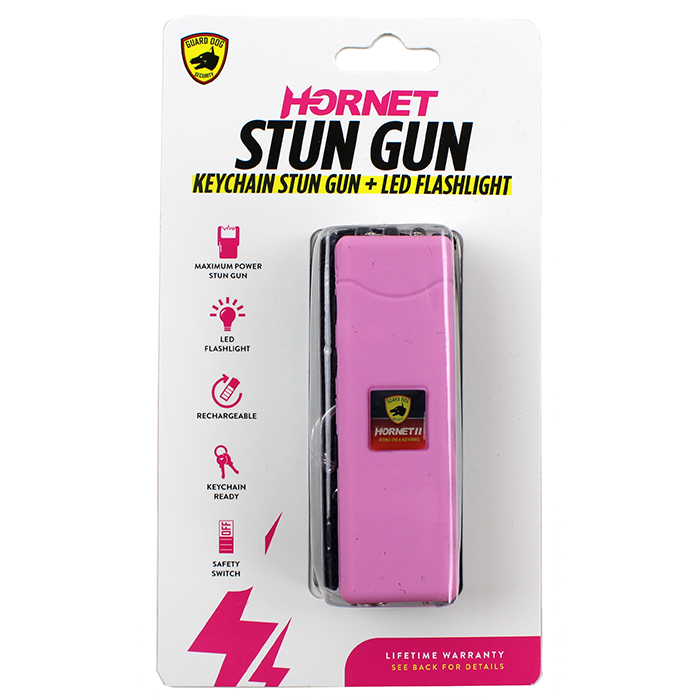 Stay safe and stylish with the "Skyline" Solid-Colored Stun Gun. This state-of-the-art personal protection device is equipped with Guard Dog's cutting-edge stun gun technology, ensuring high-voltage performance for your safety. Additionally, it features built-in LED lights for illumination, a rechargeable battery for convenience, and a safety switch to prevent accidental discharge.