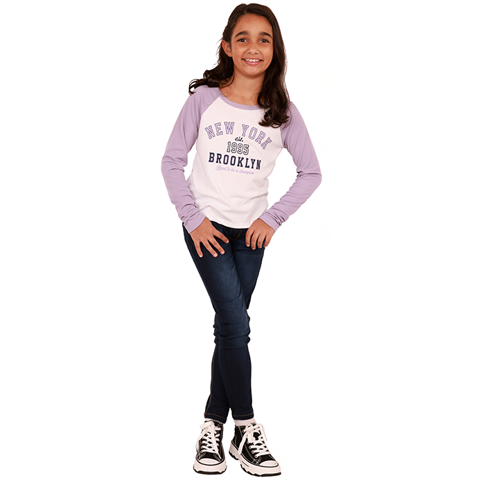 Transform your little girl's wardrobe with the versatile "No Comment" Long-Sleeve Raglan Screen-Print Baby Shirt featuring a charming graphic design. Pair it with the timeless "Hailey" Dark Wash Denim Skinny Jeans, boasting a comfortable and stylish fit. Complete the look with the fashionable "Lucky" High-Top Platform Canvas Sneakers, adding a touch of casual flair to the ensemble.