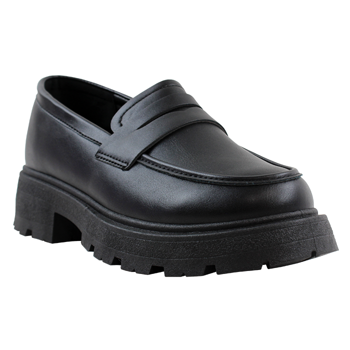 Consider adding the "Top" Pleather Lug Sole Platform Penny Loafers to your look for a stylish fall academic outfit. Pair these with a cute sweater vest, a pleated skirt, and pantyhose for a perfect ensemble.