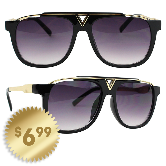 Black and gold tone sunglasses