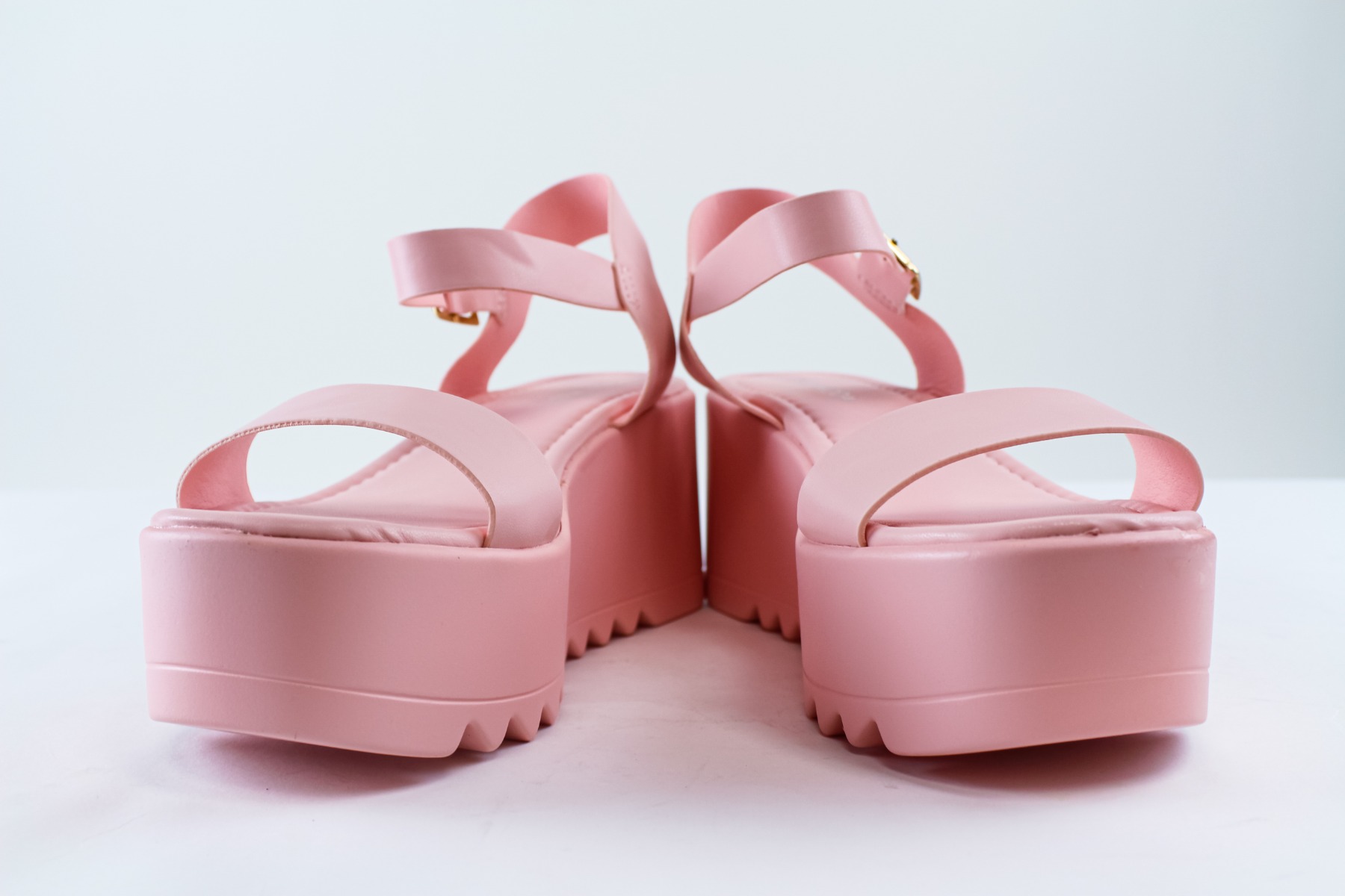 Soft Pink Saw-tooth Lug Sole Platform Sandals