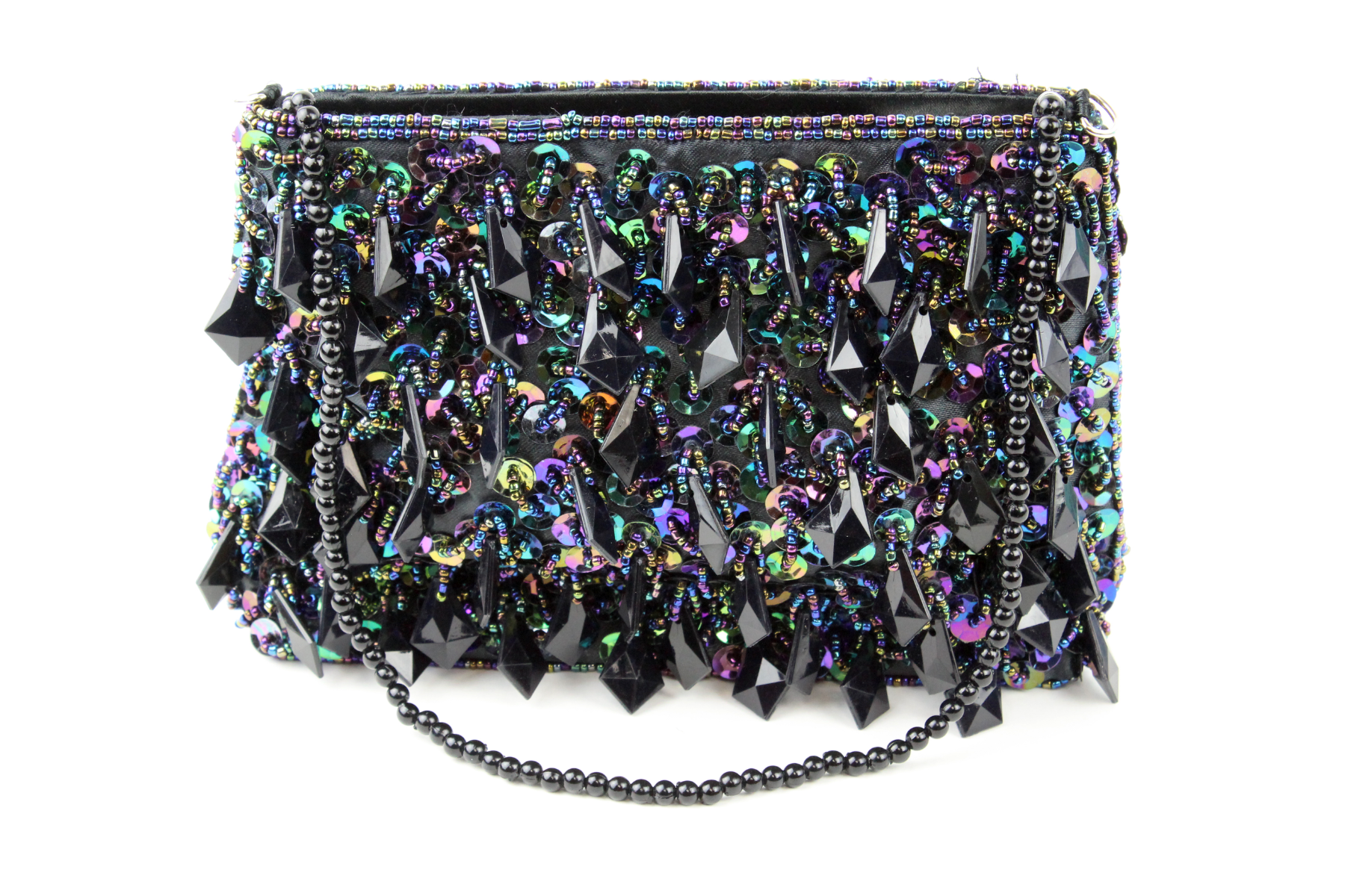 Carry everything you need in style with the "Yi and Yi" Beaded Mini Bag. Brighten up a black dress and keep your color scheme dark at the same time.