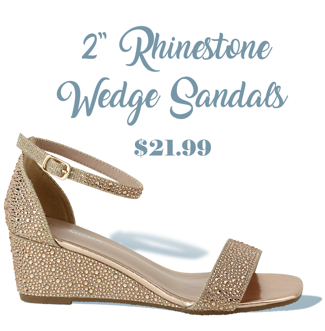 2" Rhinestone Wedge Sandals $21.99