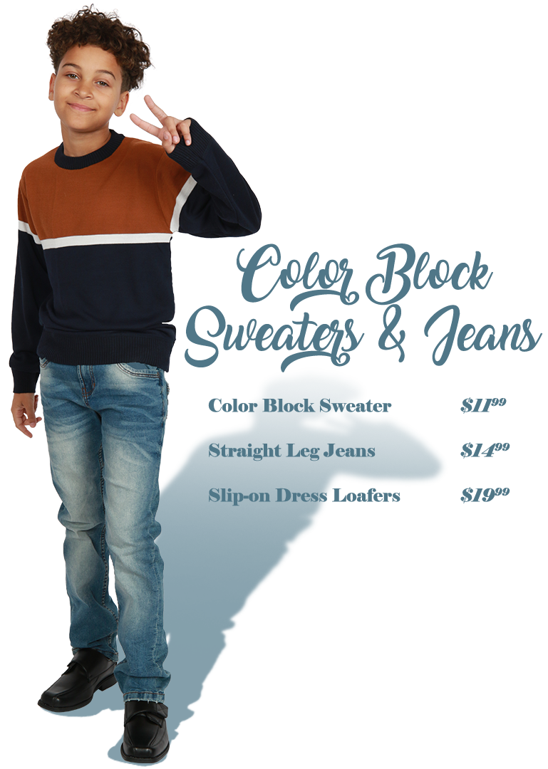 Color Block Sweater and Jeans