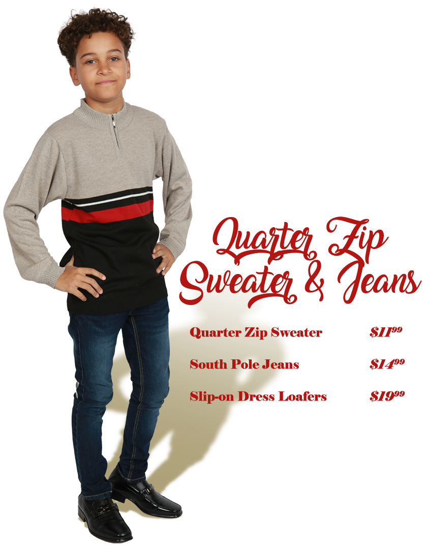 Quarter Zip Sweater & Jeans