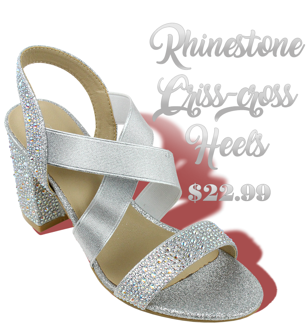 Rhinestone Criss-Cross Heels $22.99