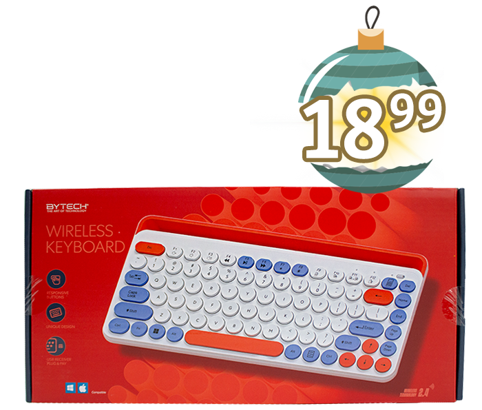 "By Tech" Retro Wireless Bluetooth Keyboard $18.99