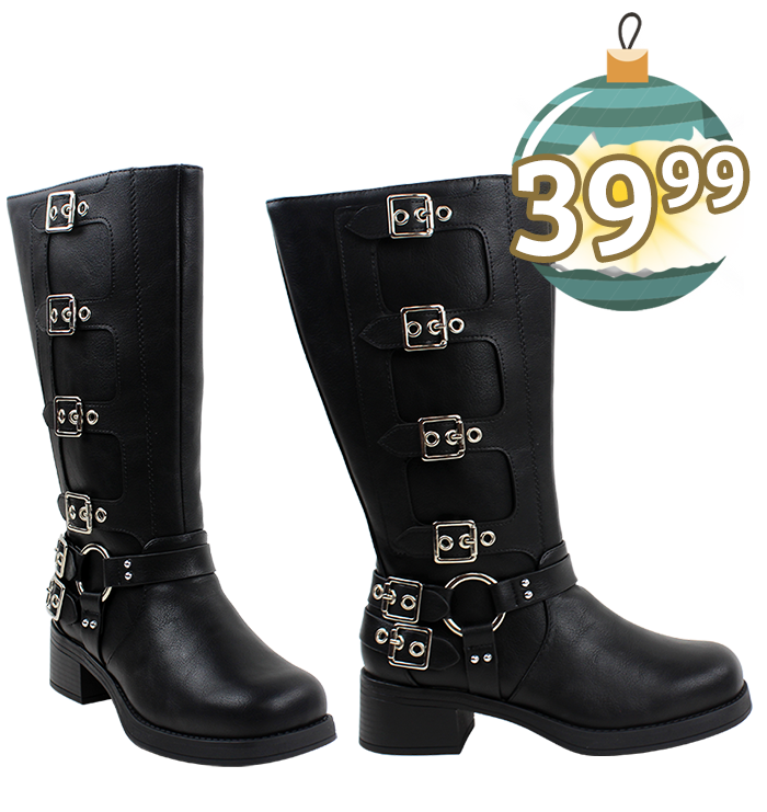 Soda 2" Pleather Moto 6-Buckle Boots $39.99