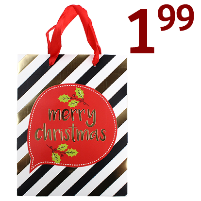 diagonal stripe Merry Christmas gift bag $1.99