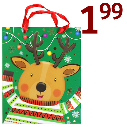 Green reindeer sweater gift bag $1.99