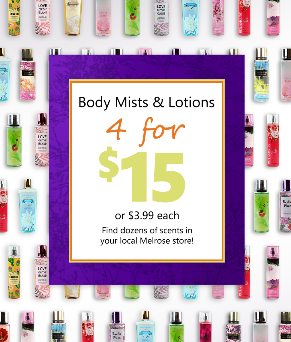 4 for $15 Body Mists and Lotions - Dozens of options in-store