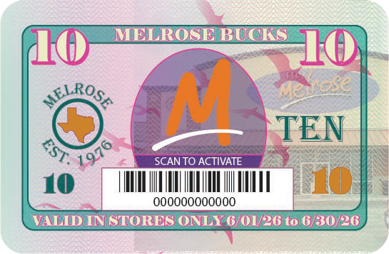 Image of Melrose Bucks Promotional card for May 2026