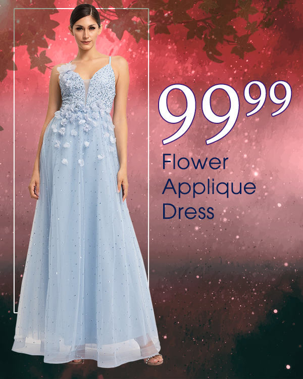 Floral Applique Dress $99.99