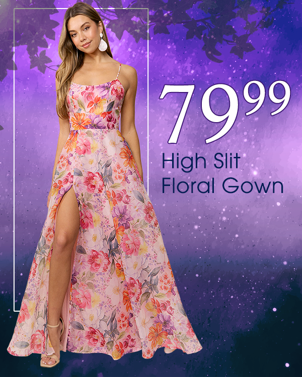 High Slit Floral Gown $79.99